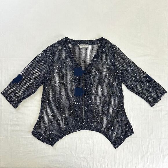 Drapers & Damons Boho Oversized Loose Knit Navy Cardigan One Sz Petite Lagenlook - Picture 1 of 4